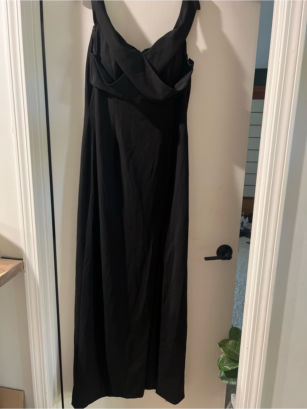 Rene Ruiz Black off the shoulder Maxi Gown with Draped Bodice